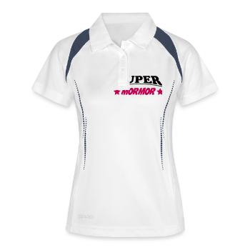 Super mormor - Polo respirant Femme - blanc/marine - Devant