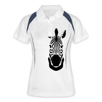 Zebra - Frauen Polo atmungsaktiv - Weiß/Navy - Vorne
