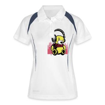 Music Dj bear teddy bär - Frauen Polo atmungsaktiv - Weiß/Navy - Vorne