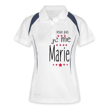 Je Me MARIe,citations,message,mariage - Polo respirant Femme - blanc/marine - Devant