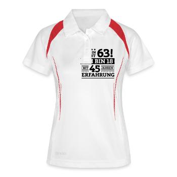 Zum 63. Geburtstag! - Frauen Polo atmungsaktiv - Weiß/Navy - Vorne
