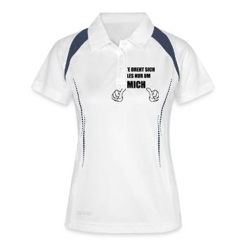 heute gehts um mich - Frauen Polo atmungsaktiv - Weiß/Navy - Vorne