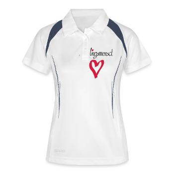 Lieblingsmensch Herz gross - Frauen Polo atmungsaktiv - Weiß/Navy - Vorne