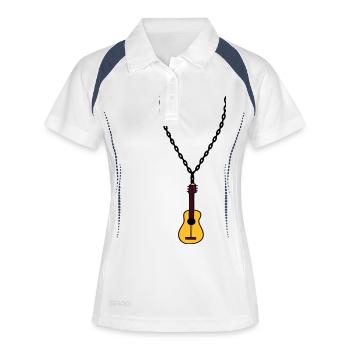 necklace jewelry guitar learn play song cool - Women's Polo breathable - white/navy - Front
