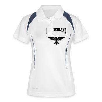 Deutschland + Adler - Frauen Polo atmungsaktiv - Weiß/Navy - Vorne