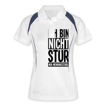 Ich bin nicht Stur - Frauen Polo atmungsaktiv - Weiß/Navy - Vorne
