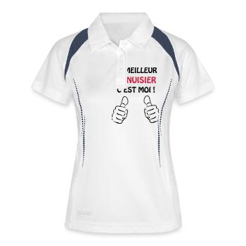 Menuisier / Menuiserie / Bois / Charpentier - Polo respirant Femme - blanc/marine - Devant