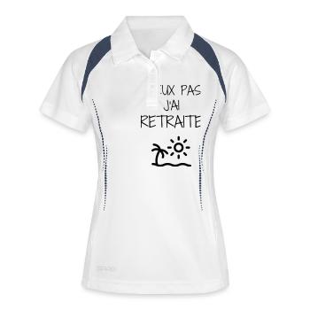 retraite / retraité / retraitée / pension - Polo respirant Femme - blanc/marine - Devant