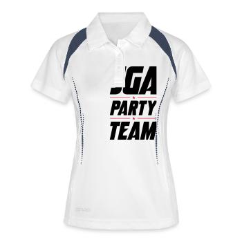 JGA Party Team Junggesellenabschied - Frauen Polo atmungsaktiv - Weiß/Navy - Vorne