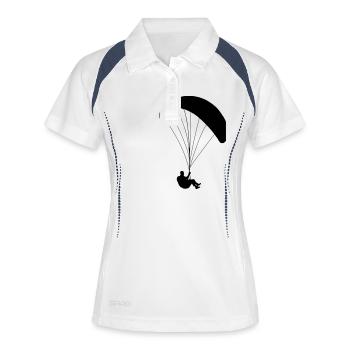 Gleitschirmflieger Fallschirmspringer - Frauen Polo atmungsaktiv - Weiß/Navy - Vorne