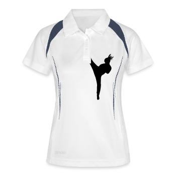 Girlpower - Frauen Polo atmungsaktiv - Weiß/Navy - Vorne