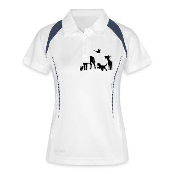 Logo - Tiere im Einklang - Frauen Polo atmungsaktiv - Weiß/Navy - Vorne