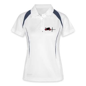 moto pulse,fréquence cardiaque,battement de coeur - Polo respirant Femme - blanc/marine - Devant