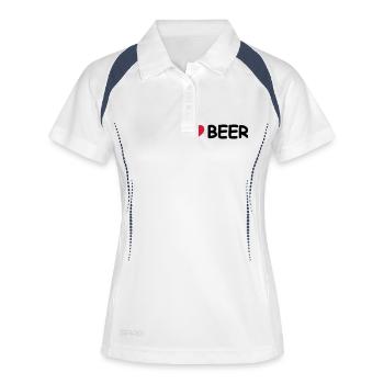 I Love Beer - Frauen Polo atmungsaktiv - Weiß/Navy - Vorne