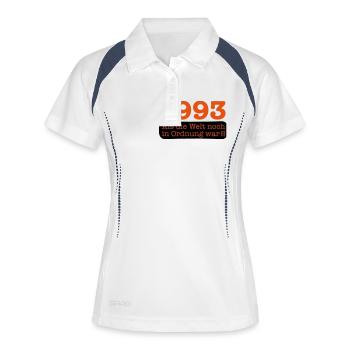 Geboren Jahrgang 1993 als die Welt noch in Ordnun - Frauen Polo atmungsaktiv - Weiß/Navy - Vorne