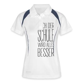 nach der Schule - Frauen Polo atmungsaktiv - Weiß/Navy - Vorne
