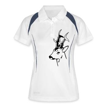 Rehbock - Frauen Polo atmungsaktiv - Weiß/Navy - Vorne