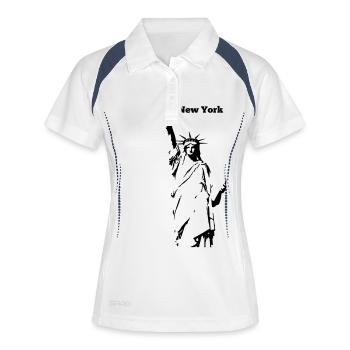 New York - Frauen Polo atmungsaktiv - Weiß/Navy - Vorne