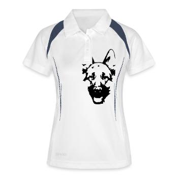 Berger allemand - Polo respirant Femme - blanc/marine - Devant