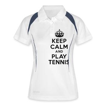 behalten Sie Ruhe und Tennis spielen - Frauen Polo atmungsaktiv - Weiß/Navy - Vorne