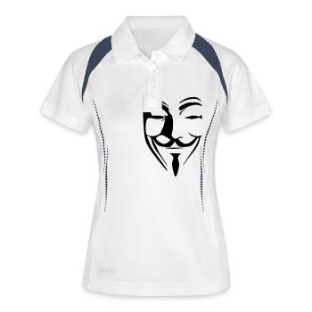 anónimo anonymous - Frauen Polo atmungsaktiv - Weiß/Navy - Vorne