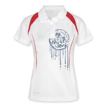 gouttes de graffitis lune planète naine planète  n - Polo respirant Femme - blanc/marine - Devant