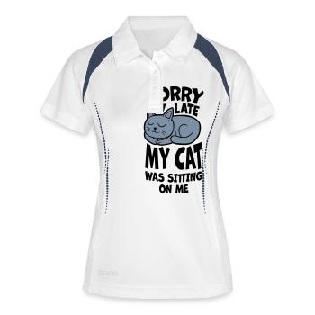 désolé chat était assis - Polo respirant Femme - blanc/marine - Devant