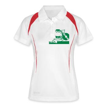 DJ Mixeur Chat Chaton Disque Vinyle Sweet Party - Polo respirant Femme - blanc/marine - Devant