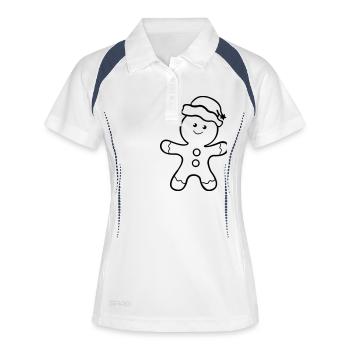 bonhomme en pain d’épices - Polo respirant Femme - blanc/marine - Devant