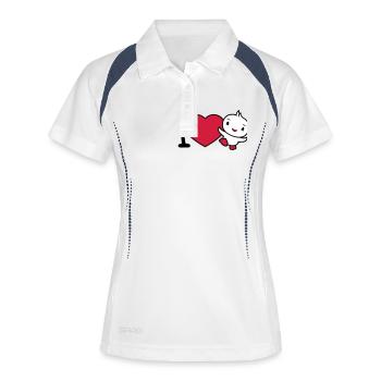J’aime oiseau coeur symbole amour heureux mignon - Polo respirant Femme - blanc/marine - Devant