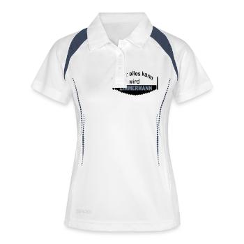 zimmermann mit säge - Frauen Polo atmungsaktiv - Weiß/Navy - Vorne