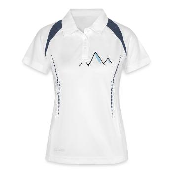 Berge mit Schneekuppe - Frauen Polo atmungsaktiv - Weiß/Navy - Vorne