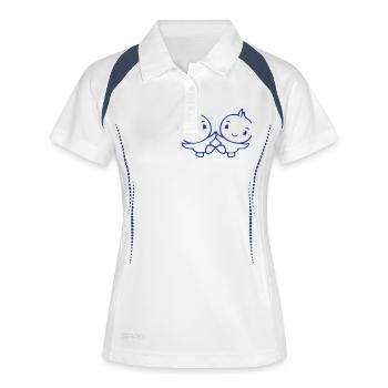 2 Canards Amis Heureux Mignon Mignon Amical - Polo respirant Femme - blanc/marine - Devant