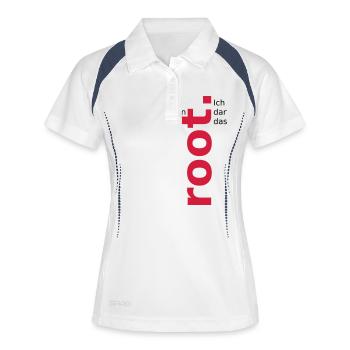 Ich bin root ich darf das - Frauen Polo atmungsaktiv - Weiß/Navy - Vorne
