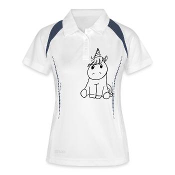 Einhorn knuffig - Frauen Polo atmungsaktiv - Weiß/Navy - Vorne