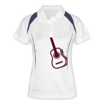 guitare acoustique8 - Polo respirant Femme - blanc/marine - Devant