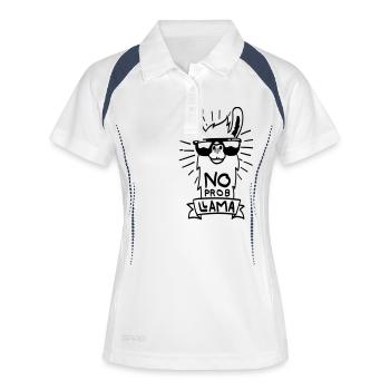 No ProbLlama - cooles Lama Geschenk - Frauen Polo atmungsaktiv - Weiß/Navy - Vorne