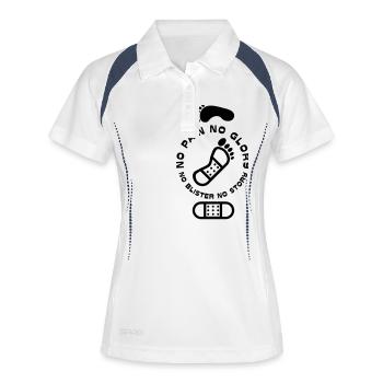 No Pain No Glory XXXIX 039 Schwarz - Frauen Polo atmungsaktiv - Weiß/Navy - Vorne
