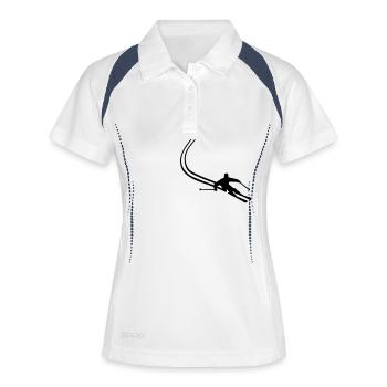 ski_fahren__f1 - Polo respirant Femme - blanc/marine - Devant