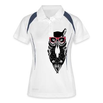 eule owl_glasses_2 - Frauen Polo atmungsaktiv - Weiß/Navy - Vorne
