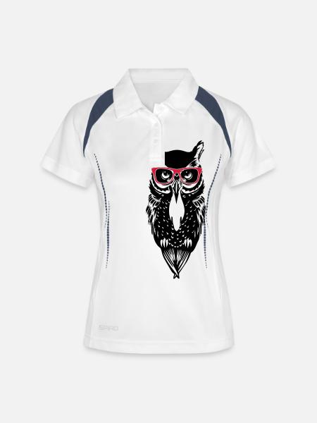 owl owl_glasses_2 - Women's Polo breathable - white/navy