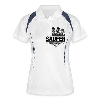 saufer_gemeinschaft_ak1 - Frauen Polo atmungsaktiv - Weiß/Navy - Vorne