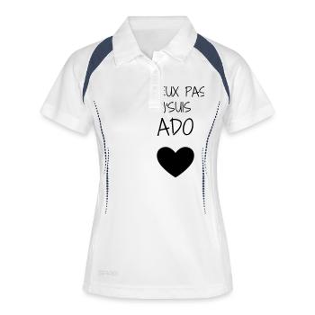 adolescent / enfant / ado / adolescente - Polo respirant Femme - blanc/marine - Devant