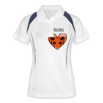 mallorca heart - Frauen Polo atmungsaktiv - Weiß/Navy - Vorne