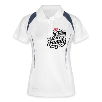 Mon équipe Famille Crew - Polo respirant Femme - blanc/marine - Devant