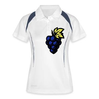 Trauben Symbol Weintrauben - Frauen Polo atmungsaktiv - Weiß/Navy - Vorne