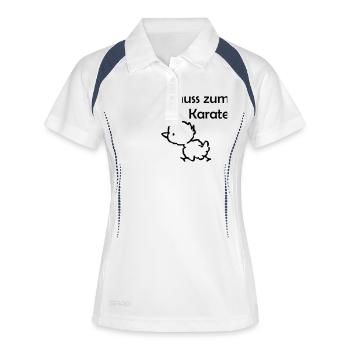 Karate - Frauen Polo atmungsaktiv - Weiß/Navy - Vorne