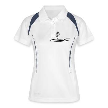 Motorboot - Boot - Frauen Polo atmungsaktiv - Weiß/Navy - Vorne