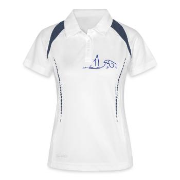 sailing - Segelboot & Meer, any colours - Frauen Polo atmungsaktiv - Weiß/Navy - Vorne