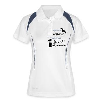 Therapie Juist - Frauen Polo atmungsaktiv - Weiß/Navy - Vorne